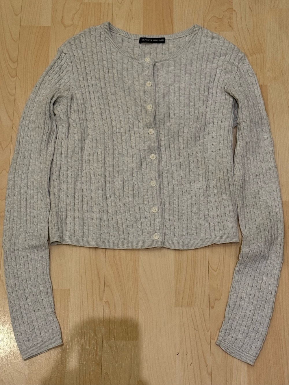 Brandy Melville Heather Gray Cable Knit Button-Up Cardigan
